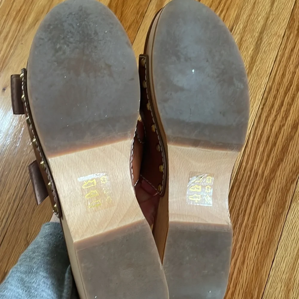 J Crew‎ Leather Double Buckle-Strap Wood Heel Retro Sandals